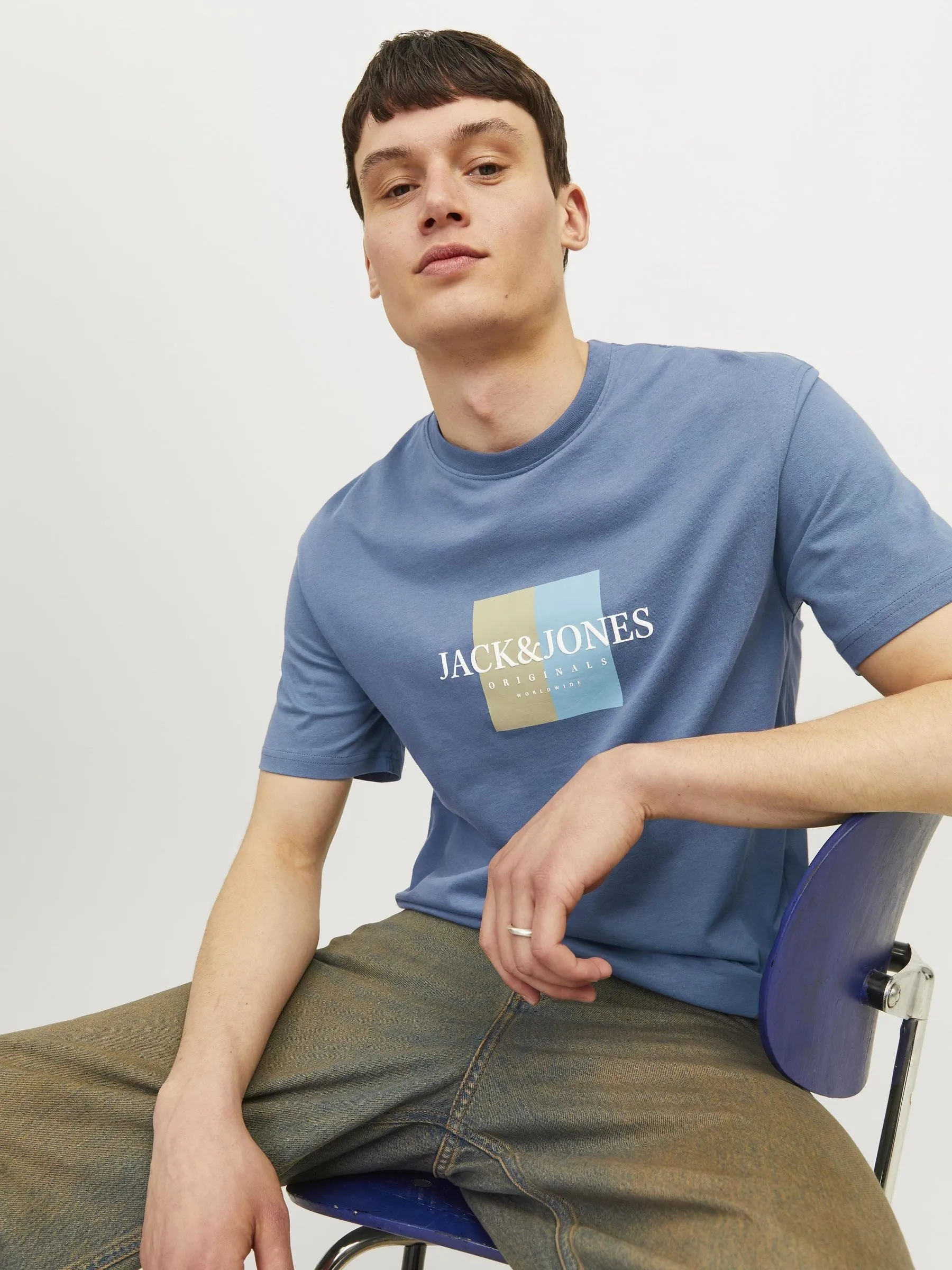 Jack & Jones Mens Fredeiksberg Regular Fit 100% Cotton Tee-NIGHT