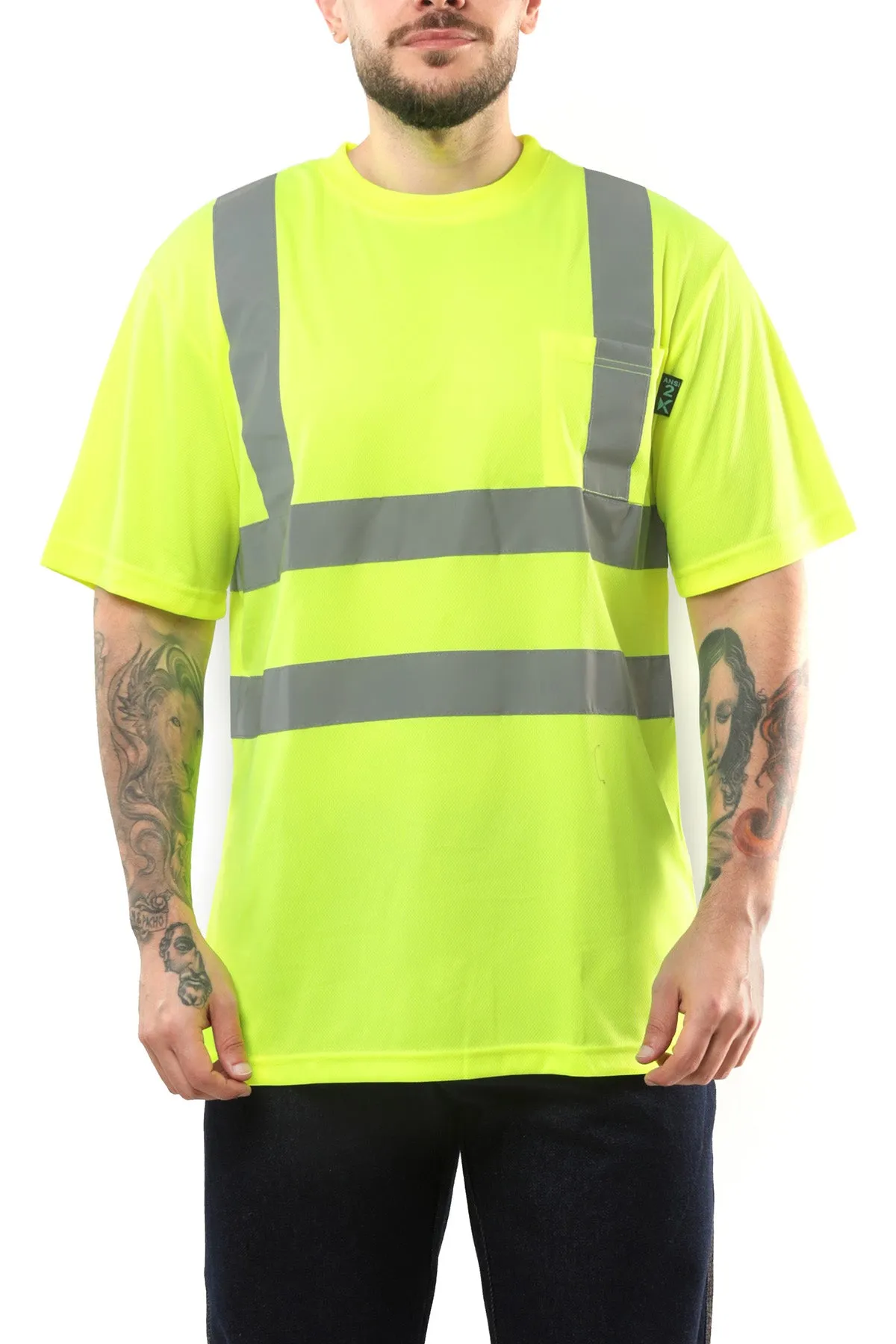 Kolossus AirFlex ANSI Class 2 High Visibility Short Sleeve Safety Shirt Yellow