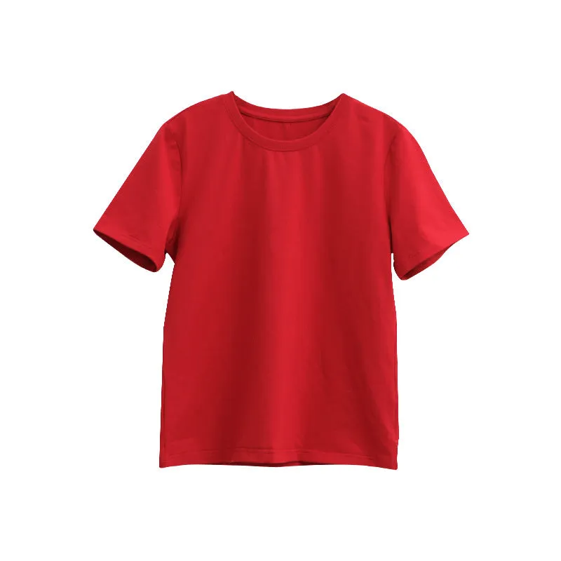 Korean Minimalist Basic Slim Look Round-Neck Short Sleeve T-Shirt Tops Women T-Shirt