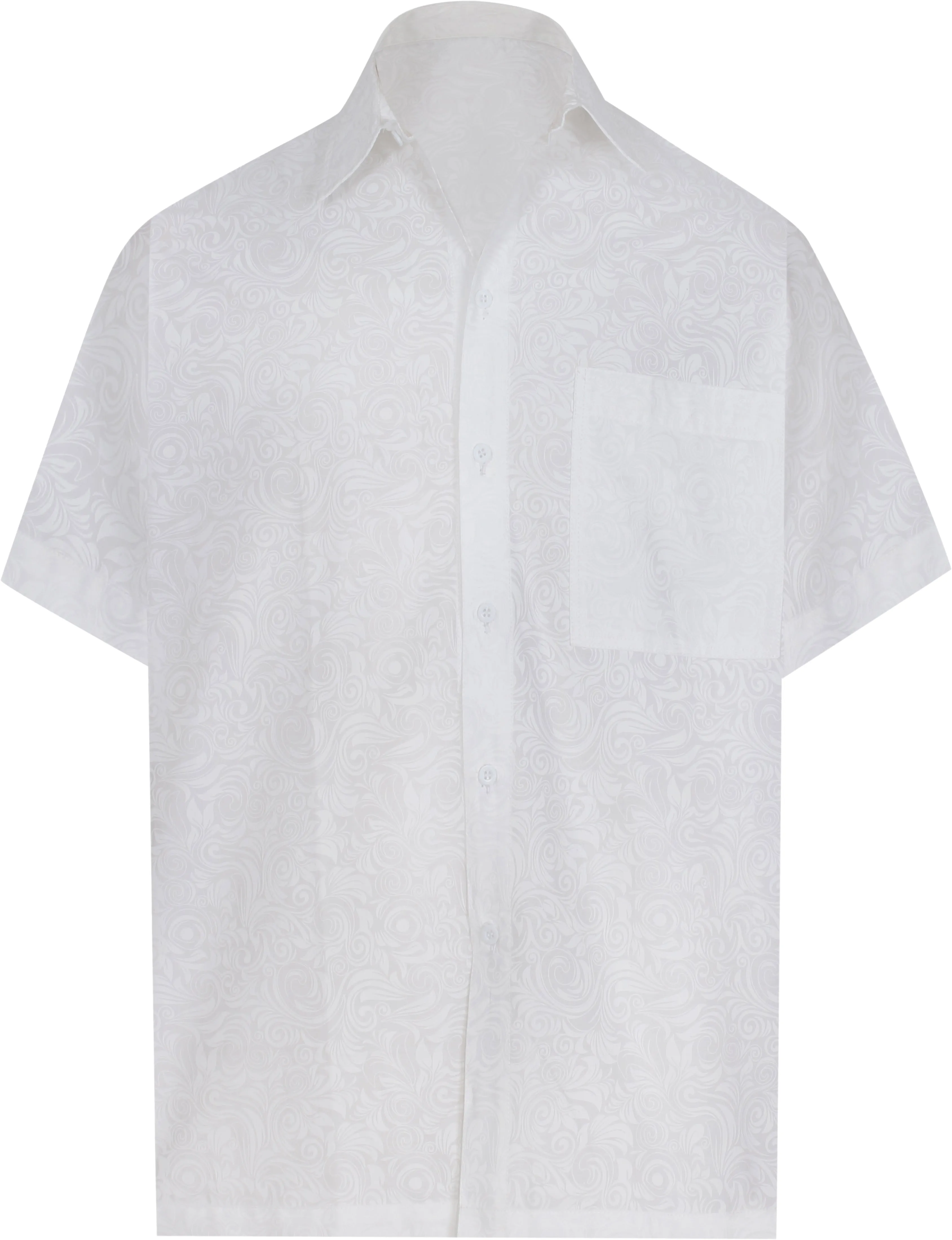LA LEELA Men's Wear Summer Everyday Essentials  Casual  Shirt 100% NATURAL COTTON  Printed white Aloha Hawaiian Shirt