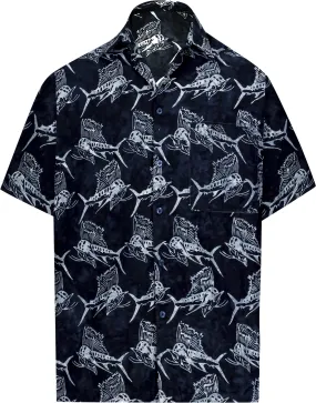 LA LEELA Men's Wear Summer Everyday Essentials Holiday Casual  Shirt 100% NATURAL COTTON  Hand Printed Black Grey Hawaiian shirt