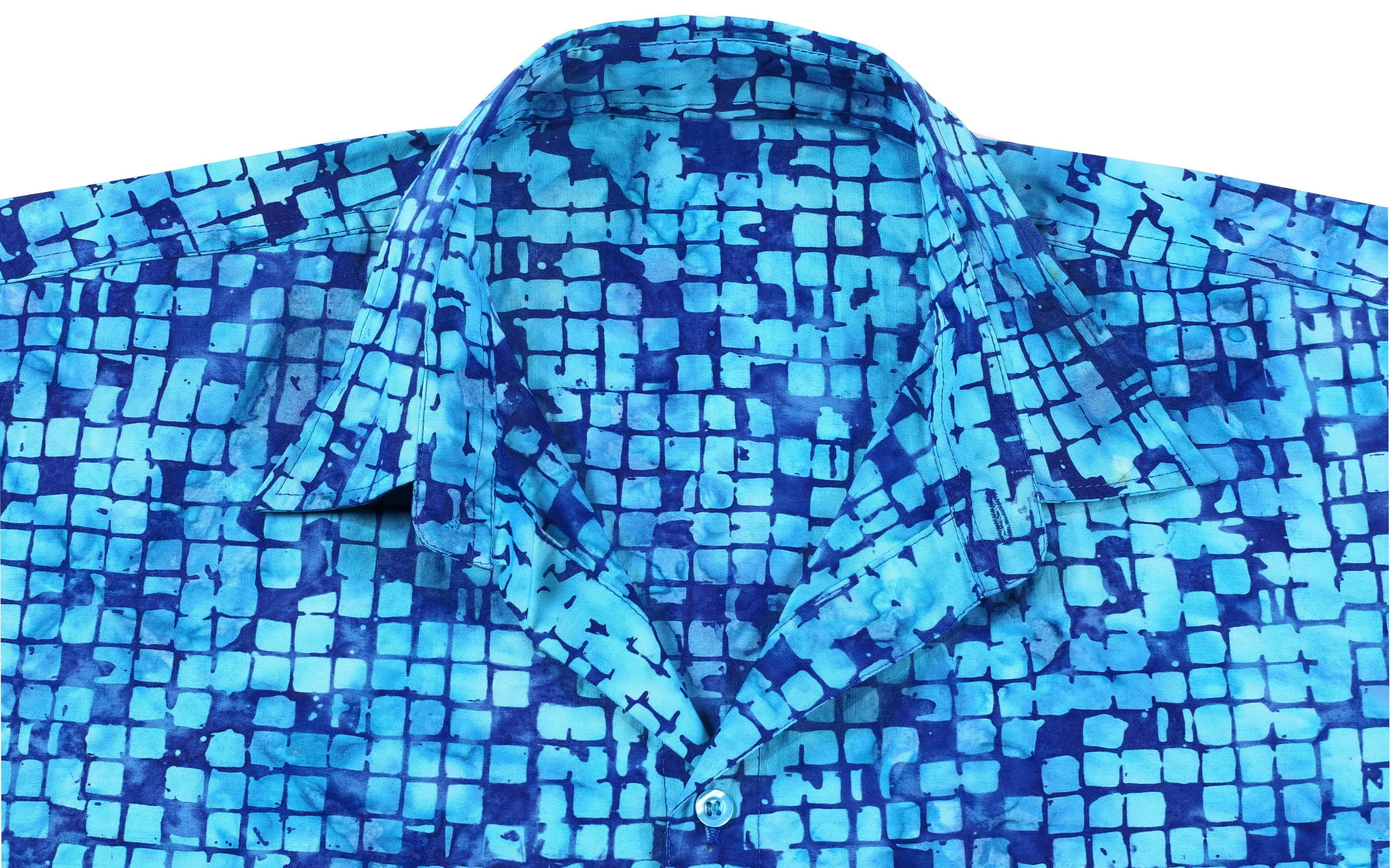 LA LEELA Men's Wear Summer Everyday Essentials Holiday Casual  Shirt 100% NATURAL COTTON  Hand Printed Blue Hawaiian Aloha shirt