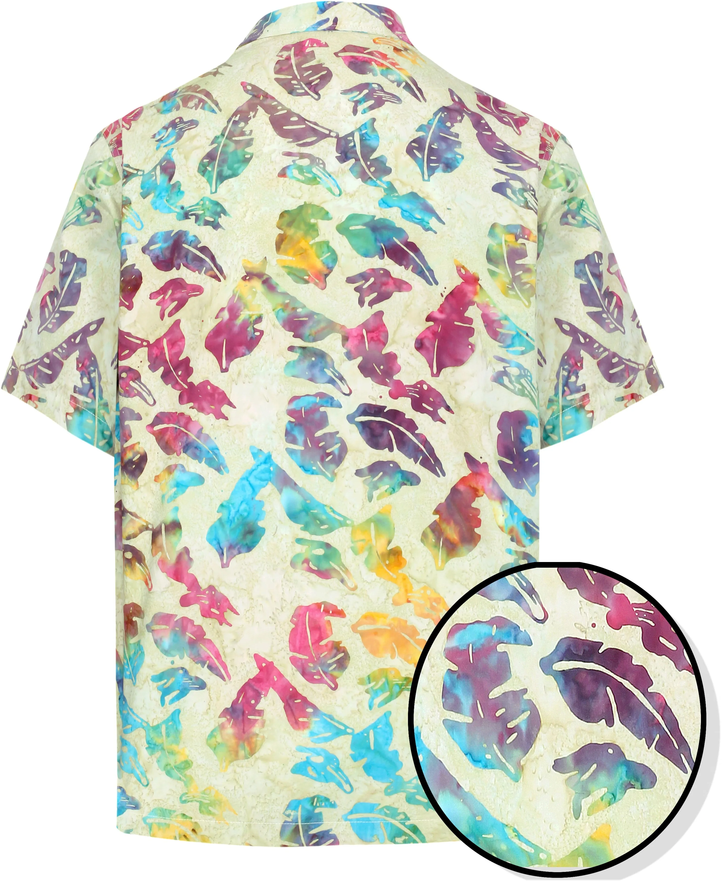 LA LEELA Men's Wear Summer Everyday Essentials Holiday Casual  Shirt 100% NATURAL COTTON  Hand Printed Off-white Hawaiian shirt
