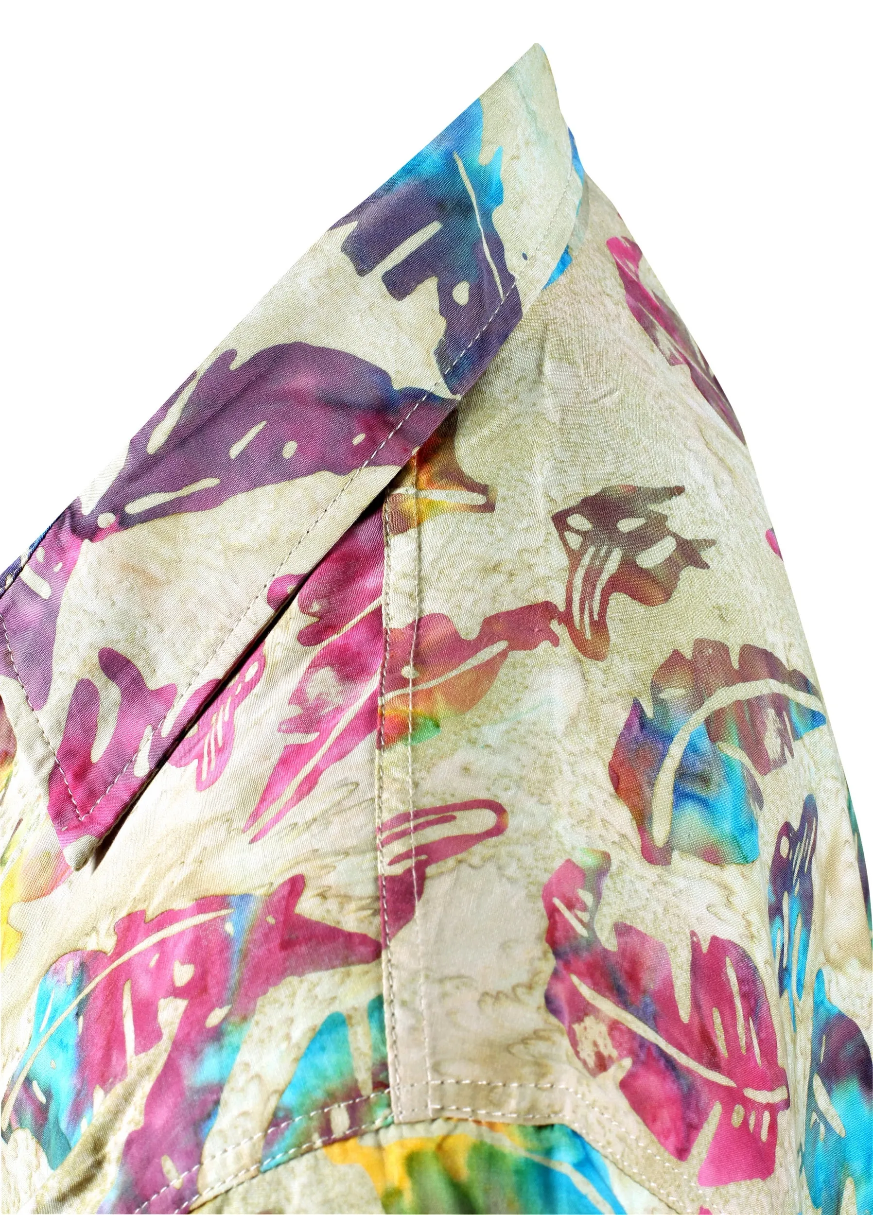 LA LEELA Men's Wear Summer Everyday Essentials Holiday Casual  Shirt 100% NATURAL COTTON  Hand Printed Off-white Hawaiian shirt