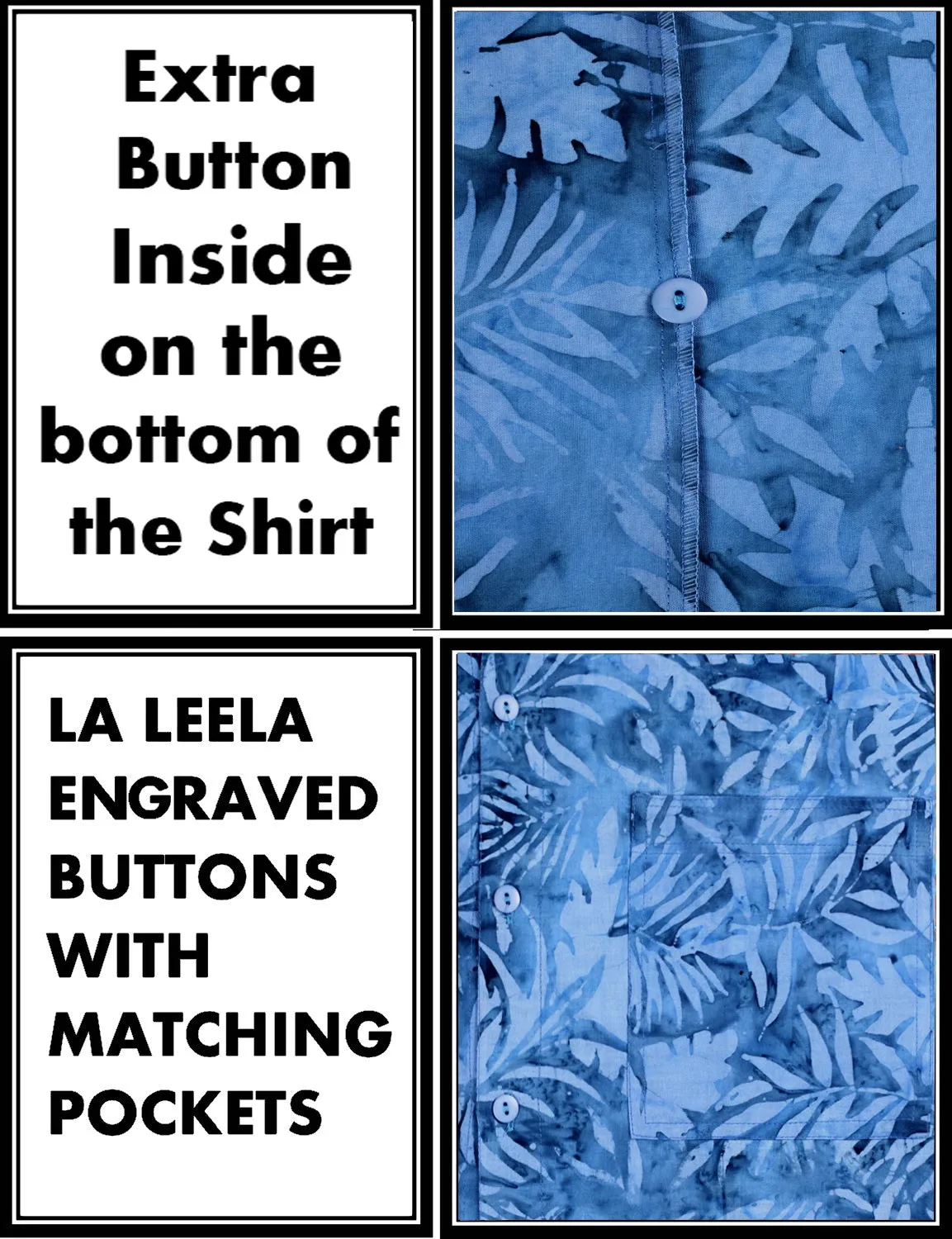 LA LEELA Men's Wear Summer Everyday Essentials Holiday Casual  Shirt 100% NATURAL COTTON  Palm Leaf Printed Blue Hawaiian shirt Blue