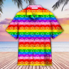 LGBT Aloha Hawaiian Shirts For Summer, Heart Rainbow Colorful LGBT Pride Aloha Hawaiian Shirts For Men Women
