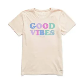 Life Is Good Women's Good Vibes Crusher Tee - Putty White - ONLINE STORE CREDIT/EXCHANGE ONLY