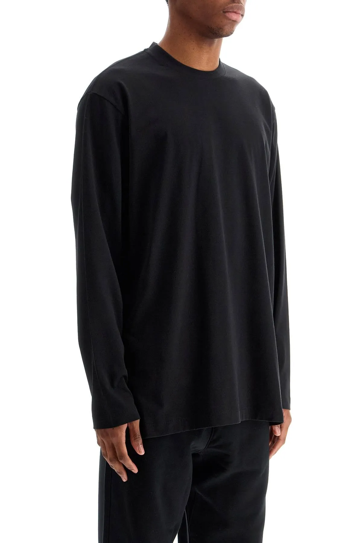 long sleeve black cotton t-shirt with men's graphic JN4880 BLACK