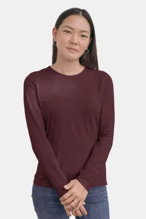 Maroon Full Sleeve T-shirt for women