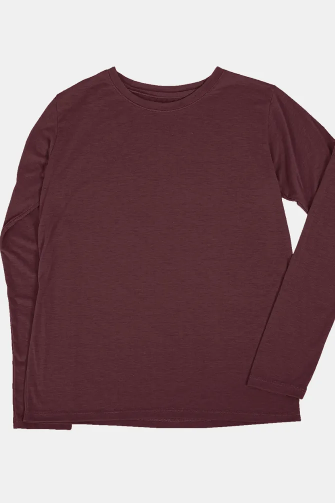 Maroon Full Sleeve T-shirt for women