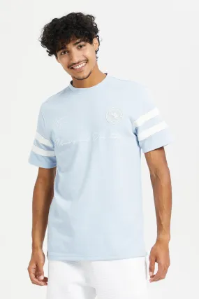Men Blue Sleeve Stripe T-Shirt