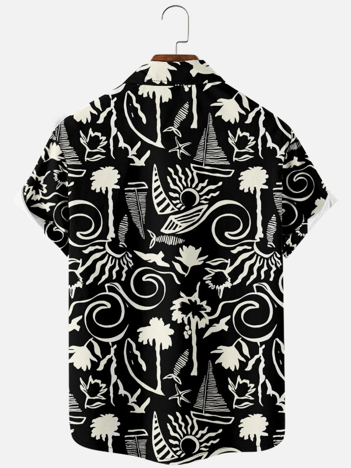 Men's Monochrome Floral Short Sleeve Shirt