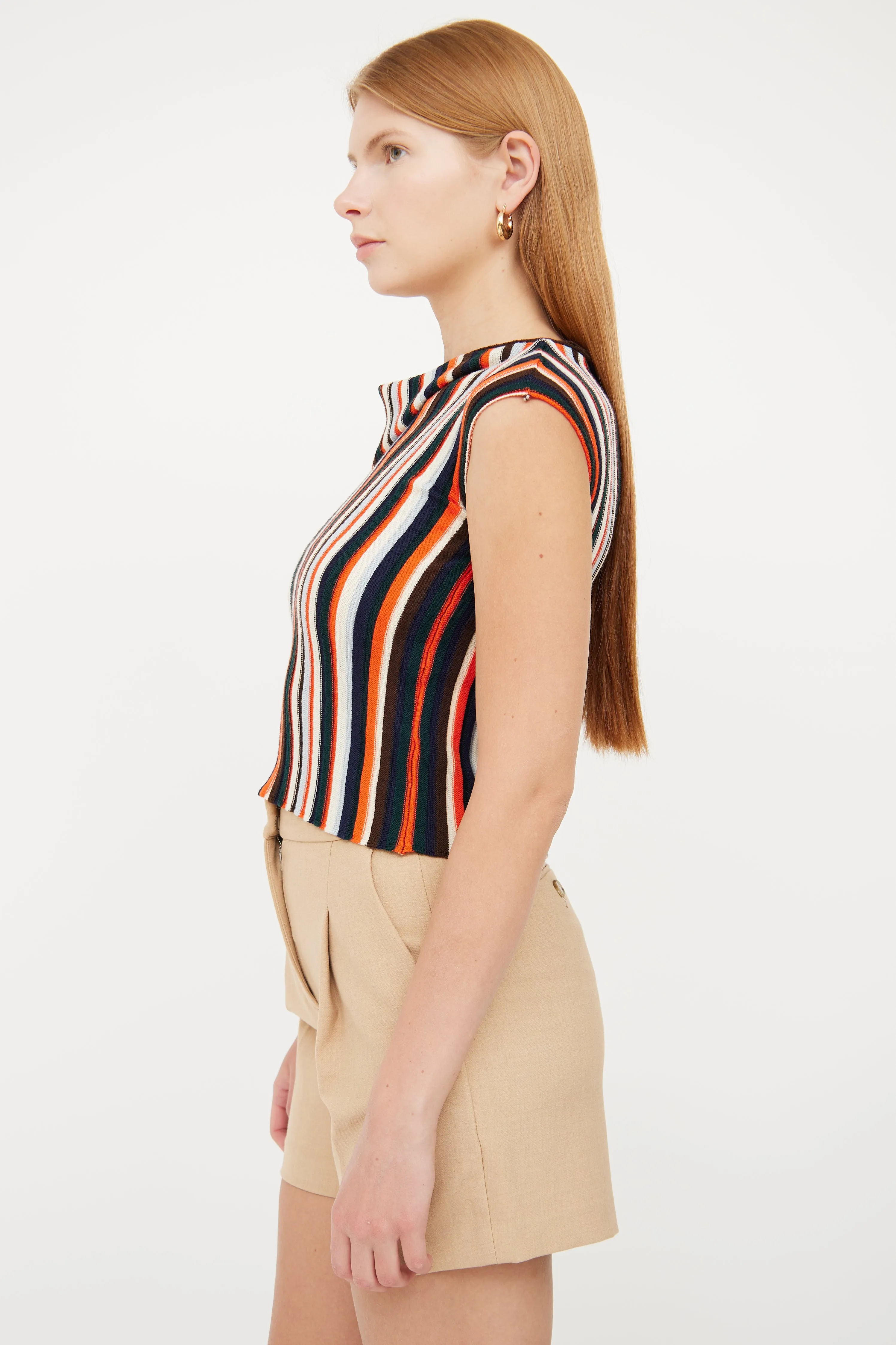 Multi Striped Asymmetrical Knit Top