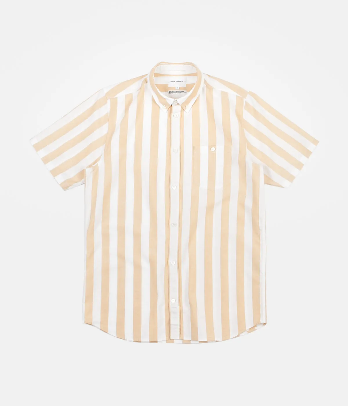 Norse Projects Theo Short Sleeve Oxford Shirt - Sunshine Yellow Wide Stripe