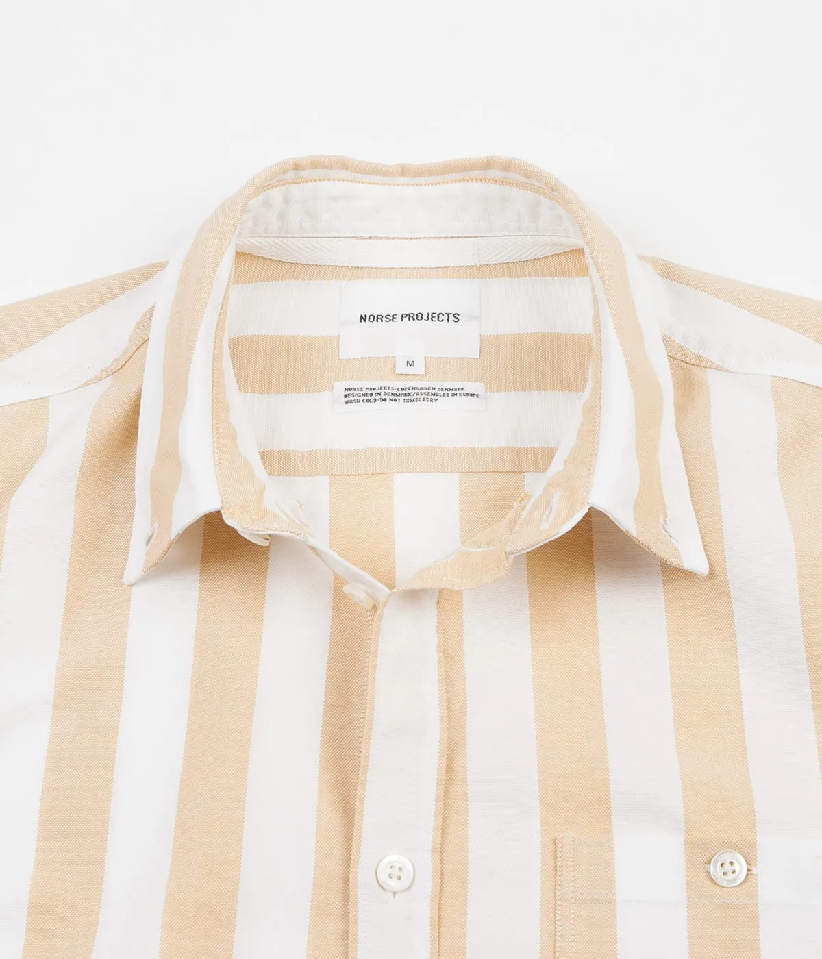 Norse Projects Theo Short Sleeve Oxford Shirt - Sunshine Yellow Wide Stripe