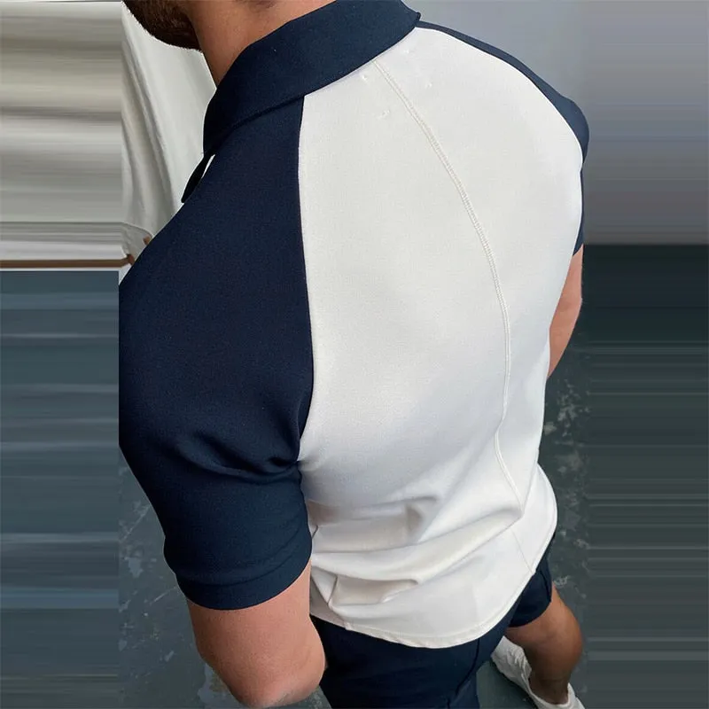 Patchwork Men Short Sleeve Polo Shirts