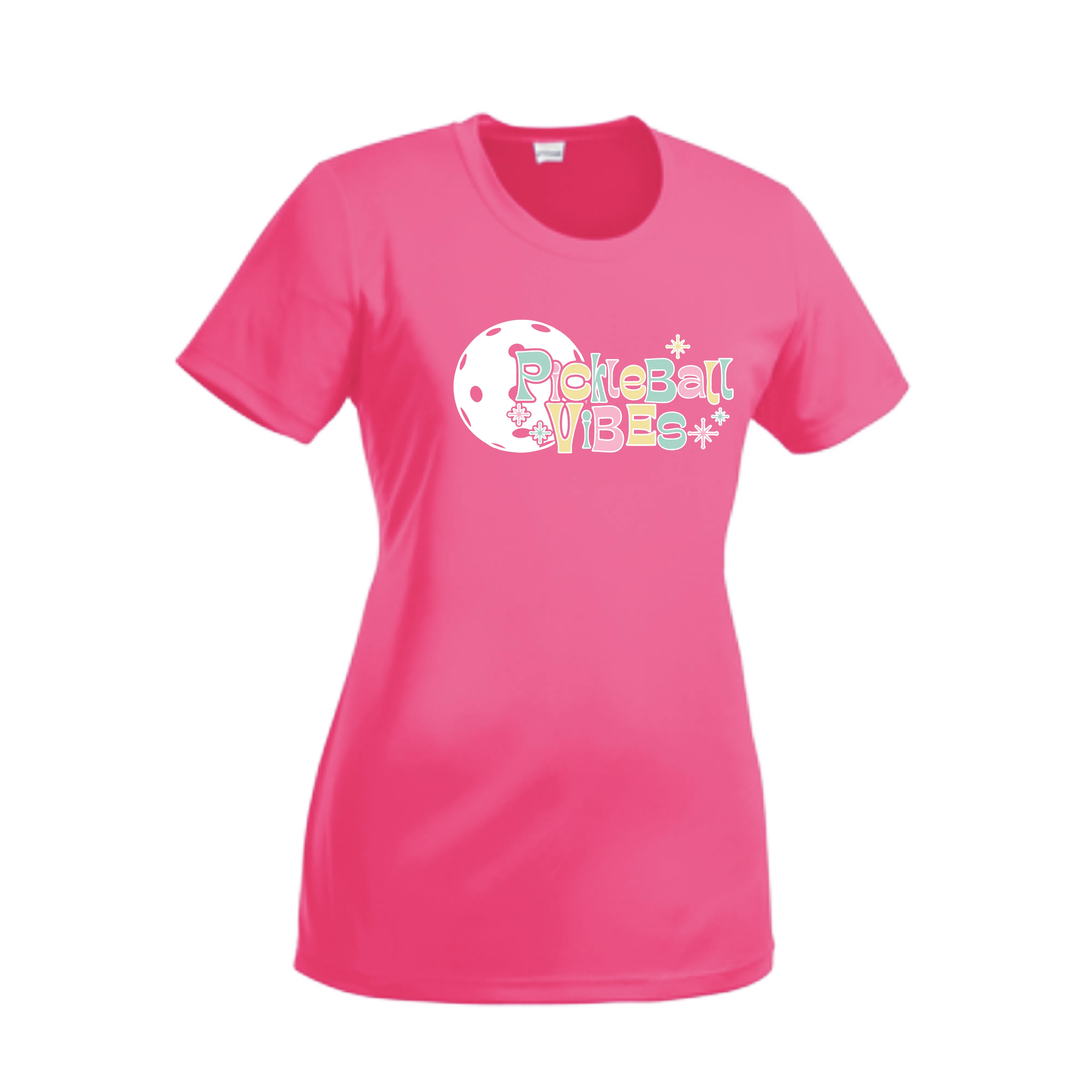 Pickleball Vibes | Women’s Short Sleeve Crewneck Pickleball Shirts | 100% Polyester