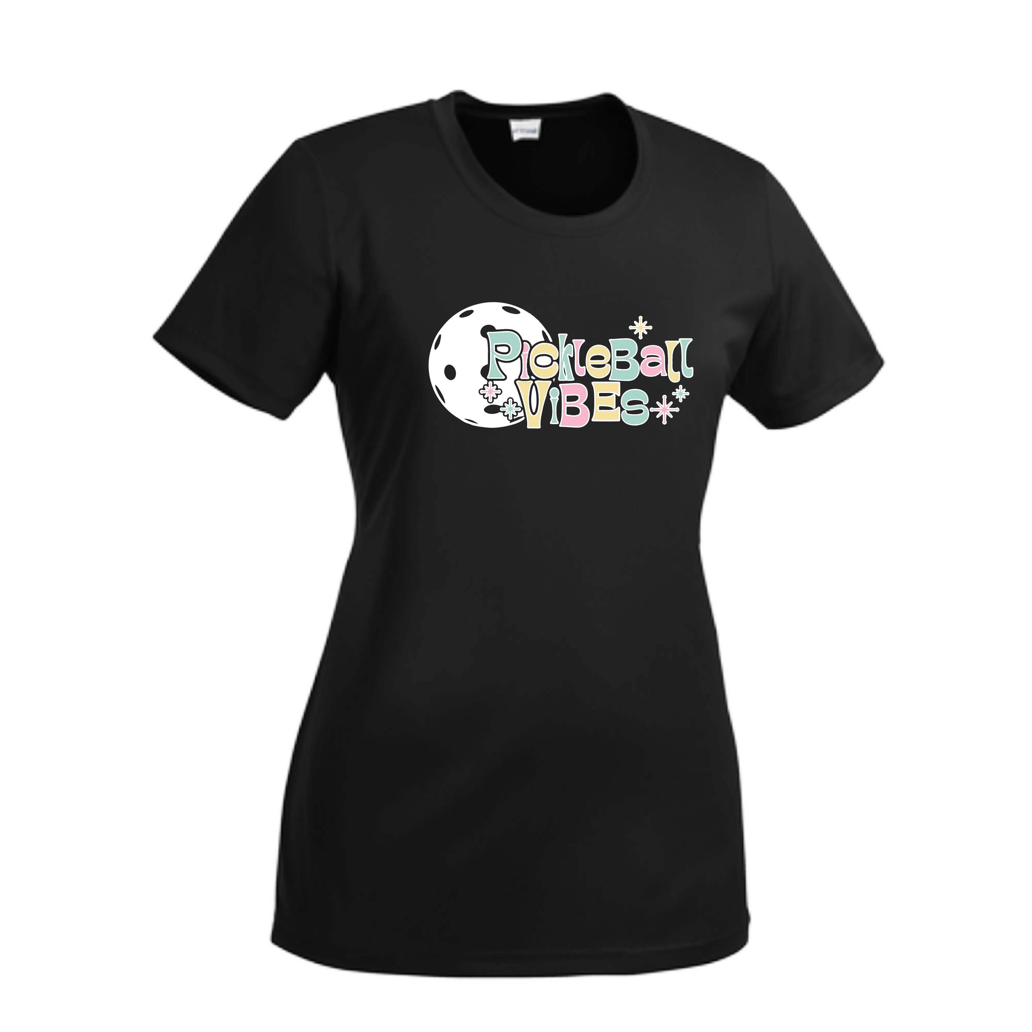 Pickleball Vibes | Women’s Short Sleeve Crewneck Pickleball Shirts | 100% Polyester
