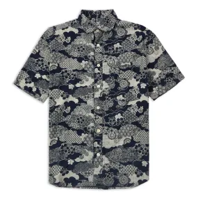 Quadro Short Sleeve Shirt - Japanese Print White