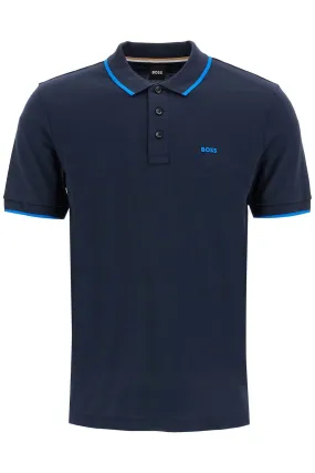 "contrast trim parlay polo shirt 50494697 DARK BLUE