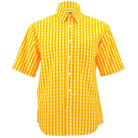 Regular Fit Short Sleeve Shirt - Gingham Check - Yellow