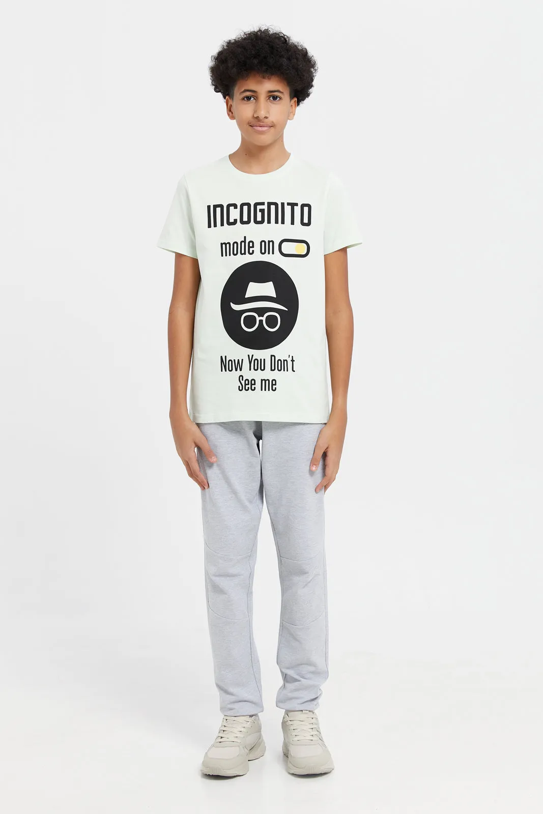 Senior Boys White Incognito Short Sleeve Graphic T-Shirt