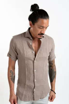 Short Sleeve Linen Shirt - Sage