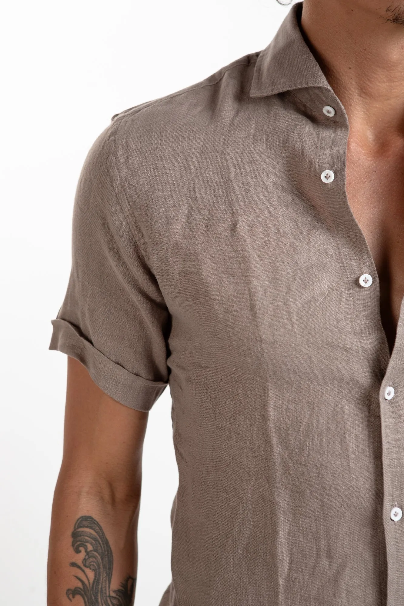 Short Sleeve Linen Shirt - Sage
