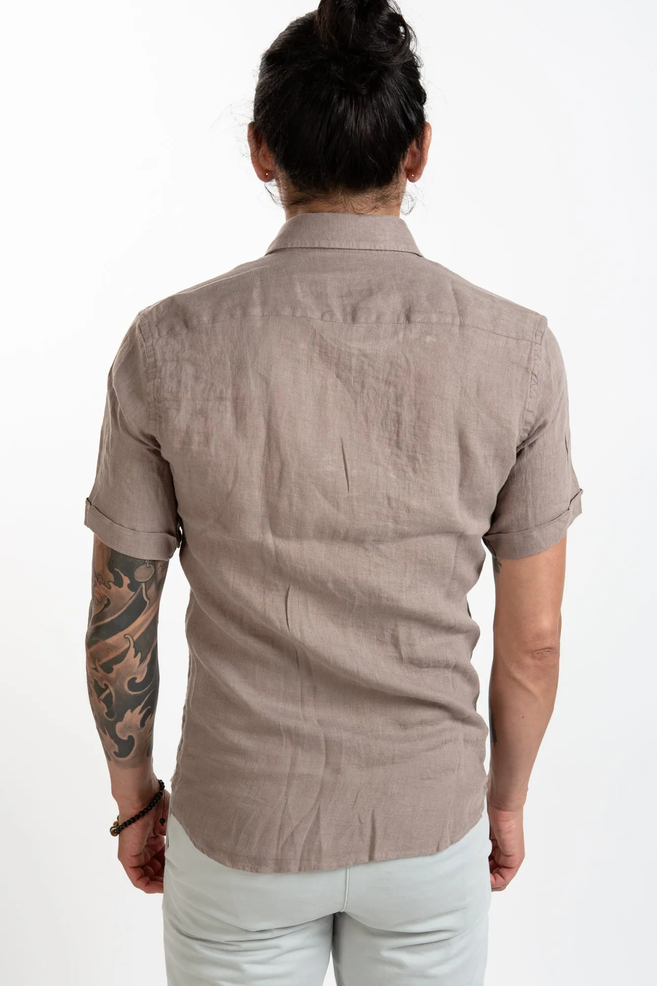 Short Sleeve Linen Shirt - Sage