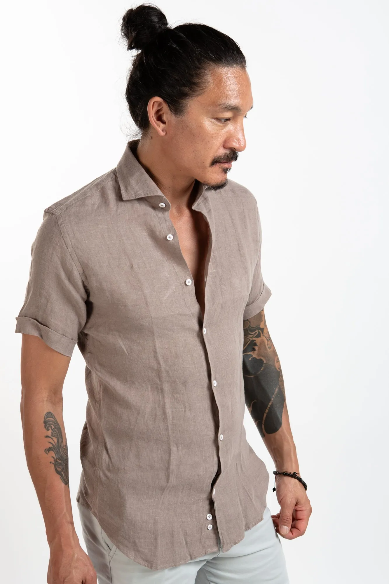 Short Sleeve Linen Shirt - Sage