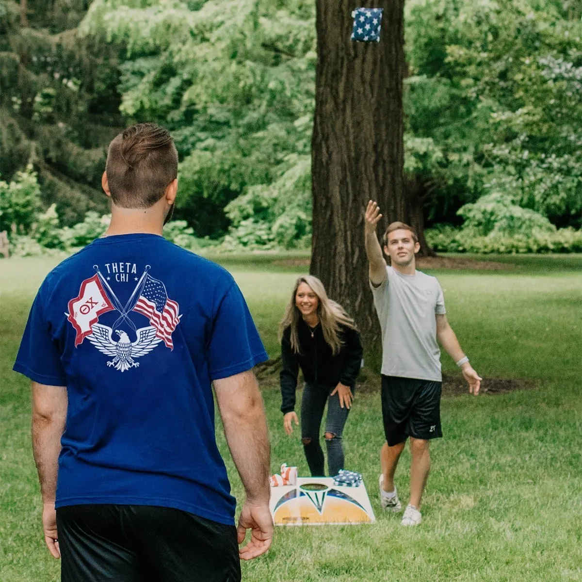 Sig Tau Comfort Colors Navy Patriot tee