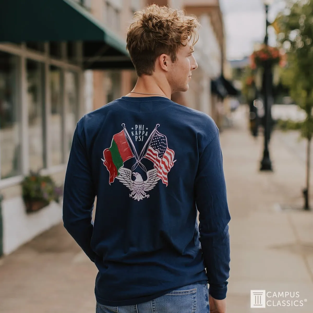 Sig Tau Comfort Colors Navy Patriot tee