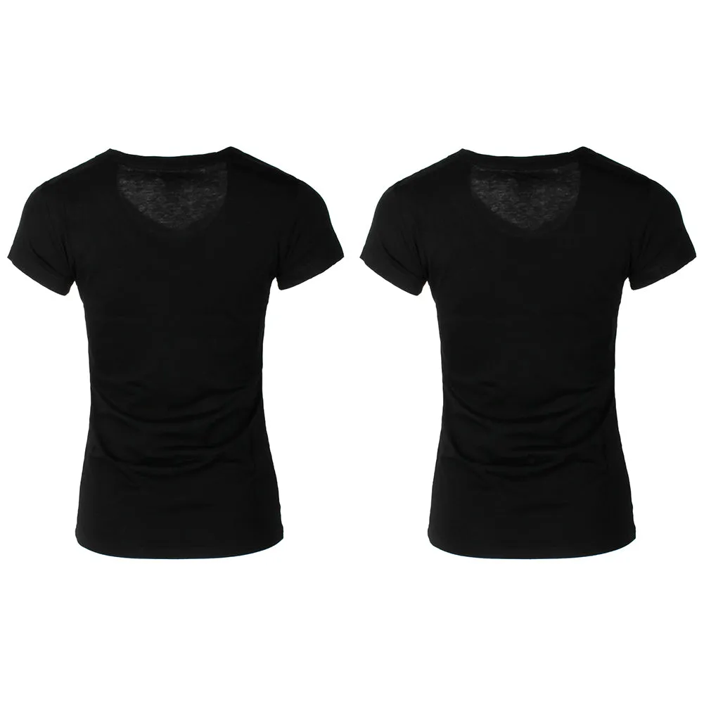 Sofra Ladies 2 Pack Short Sleeve V Neck T-Shirts