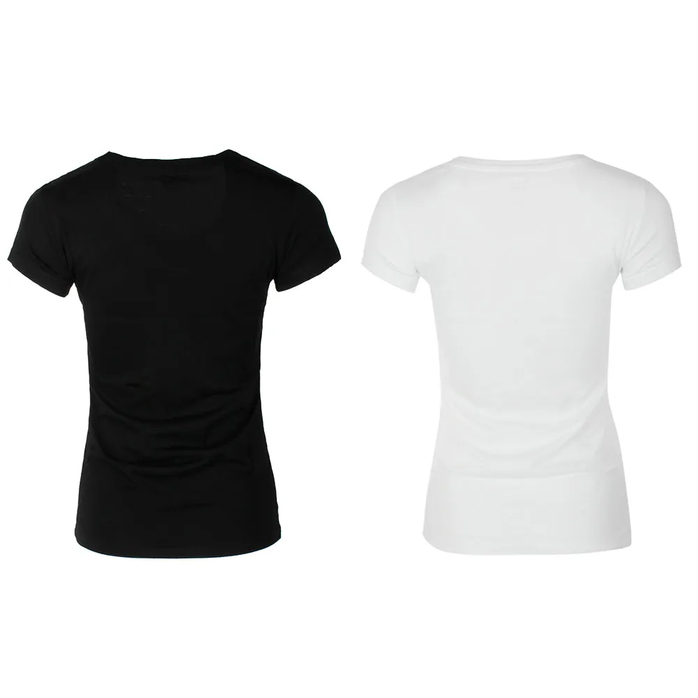 Sofra Ladies 2 Pack Short Sleeve V Neck T-Shirts
