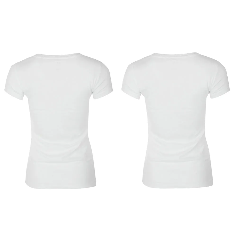 Sofra Ladies 2 Pack Short Sleeve V Neck T-Shirts
