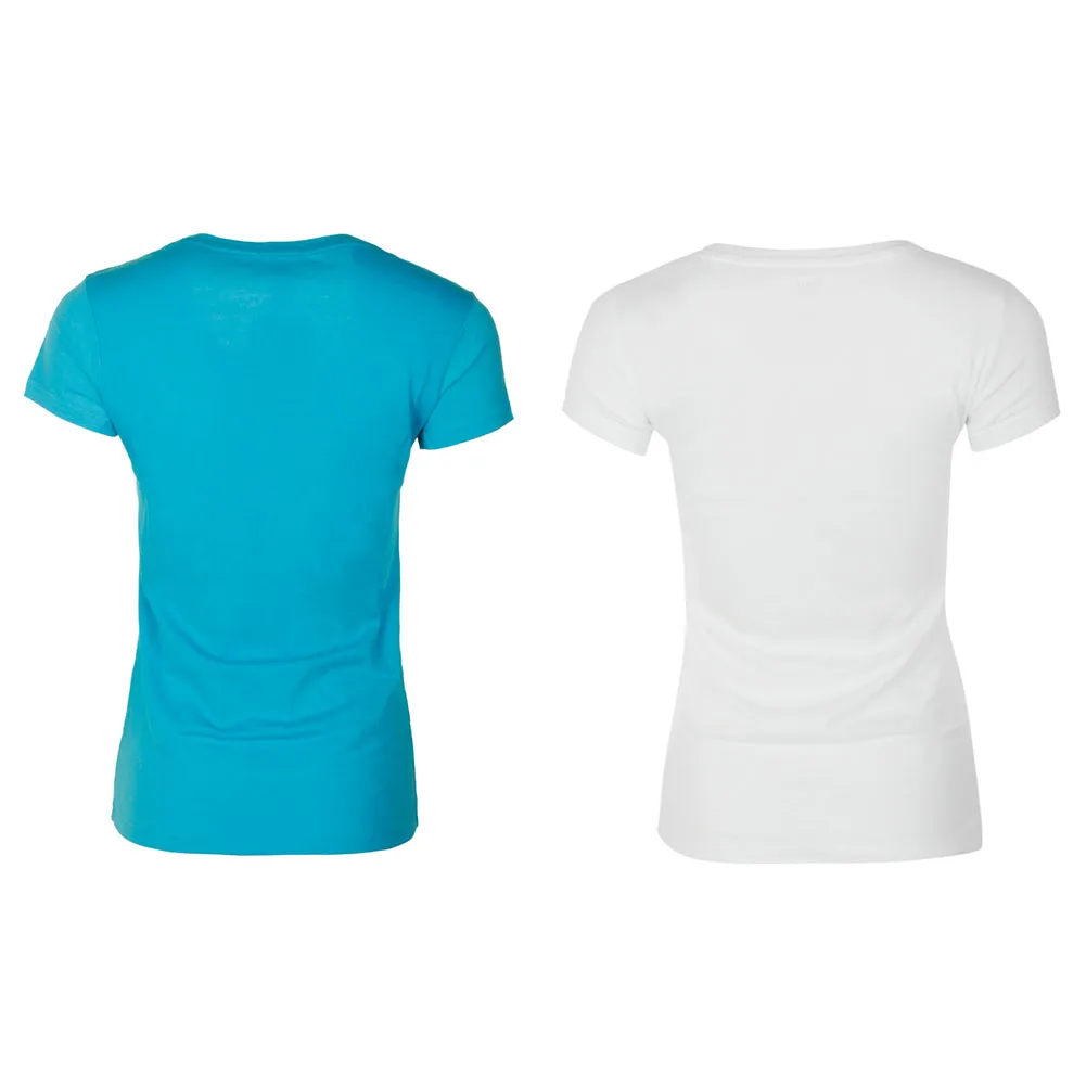 Sofra Ladies 2 Pack Short Sleeve V Neck T-Shirts