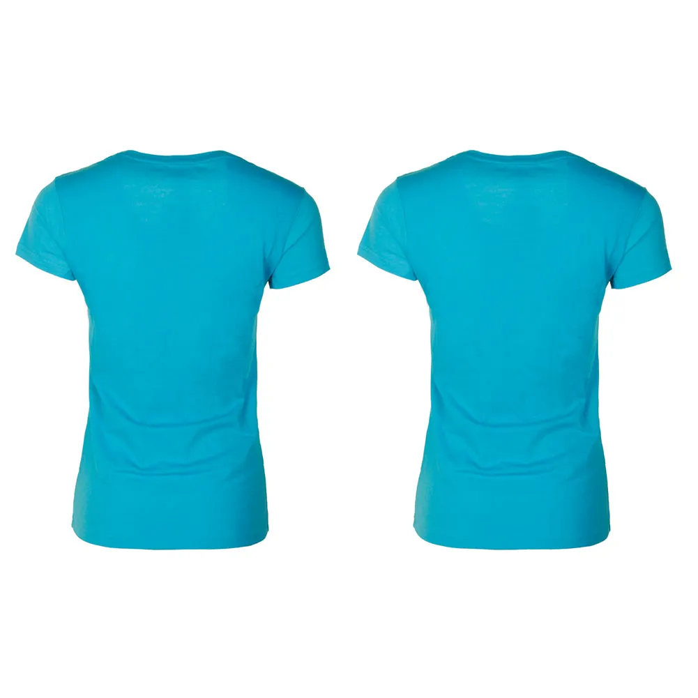 Sofra Ladies 2 Pack Short Sleeve V Neck T-Shirts