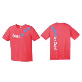 Sorry Not Sorry (Pickleballs Cyan Green Orange) | Youth Short Sleeve Pickleball Shirts | 100% Polyester