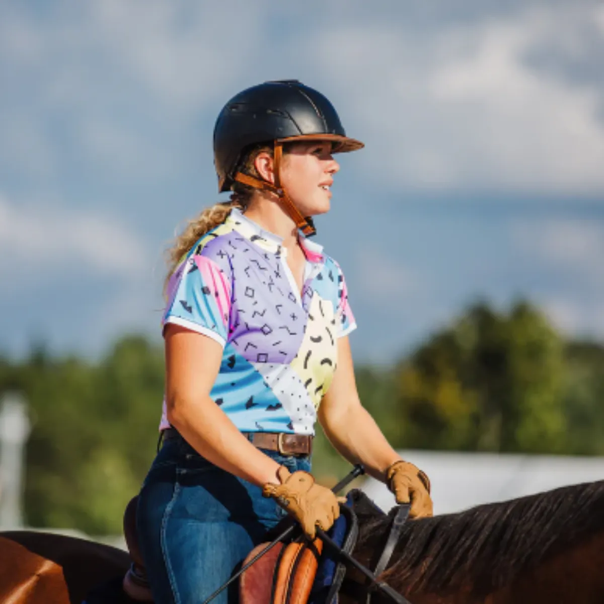 Spiced Equestrian Siren Dry-Fit Polo in Radical - Women's Large