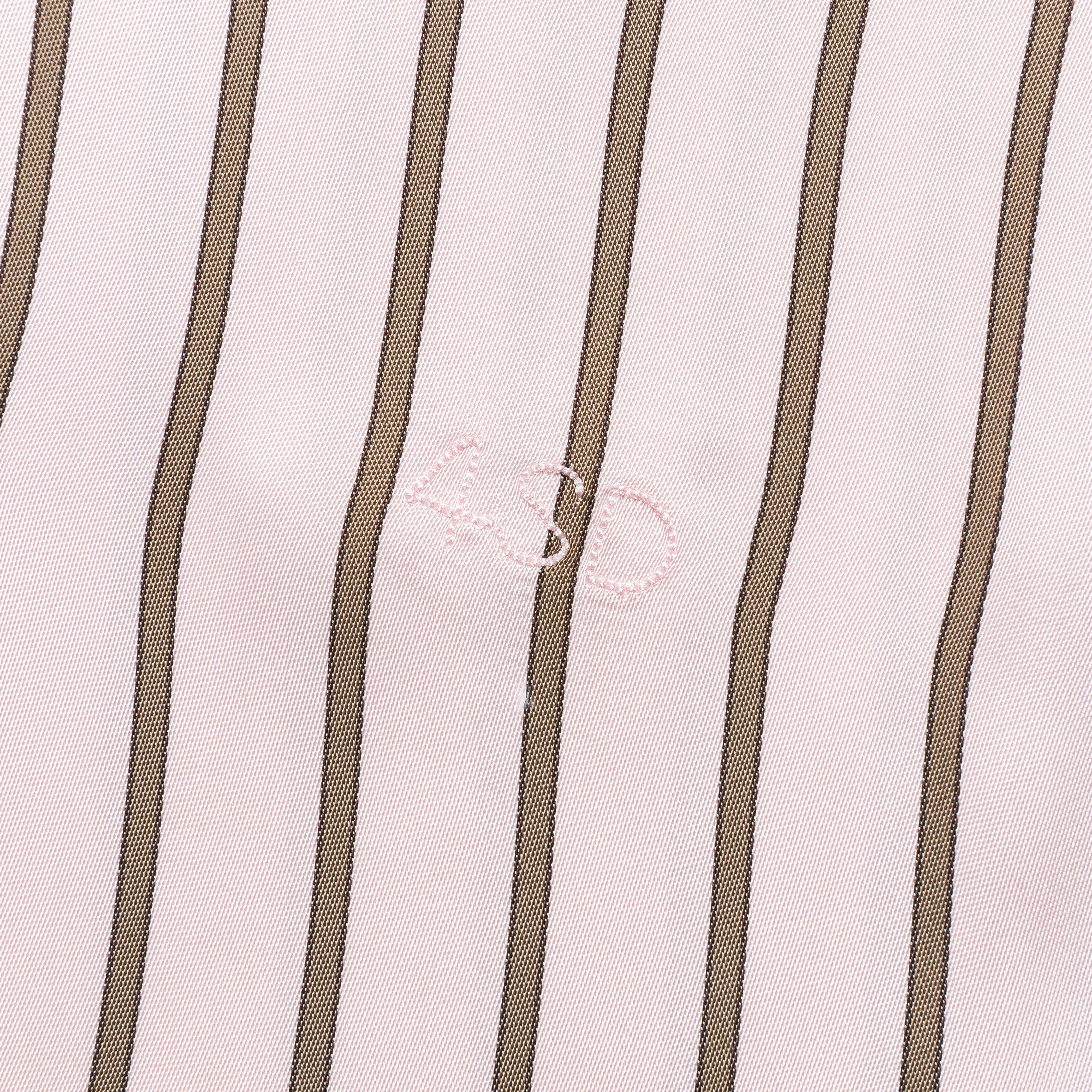 S/S Woven Polo - Pink Stripe 9oz Viscose