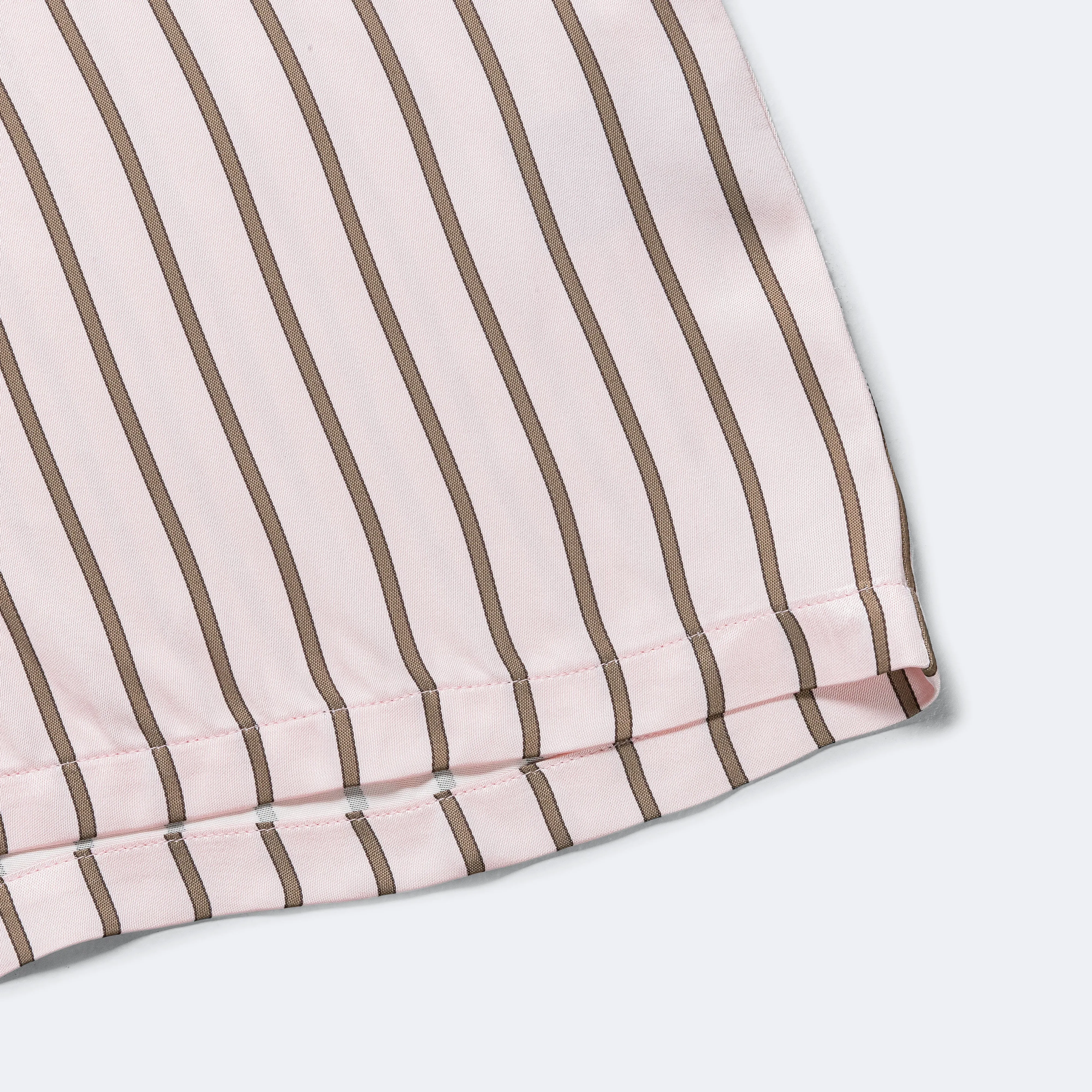 S/S Woven Polo - Pink Stripe 9oz Viscose