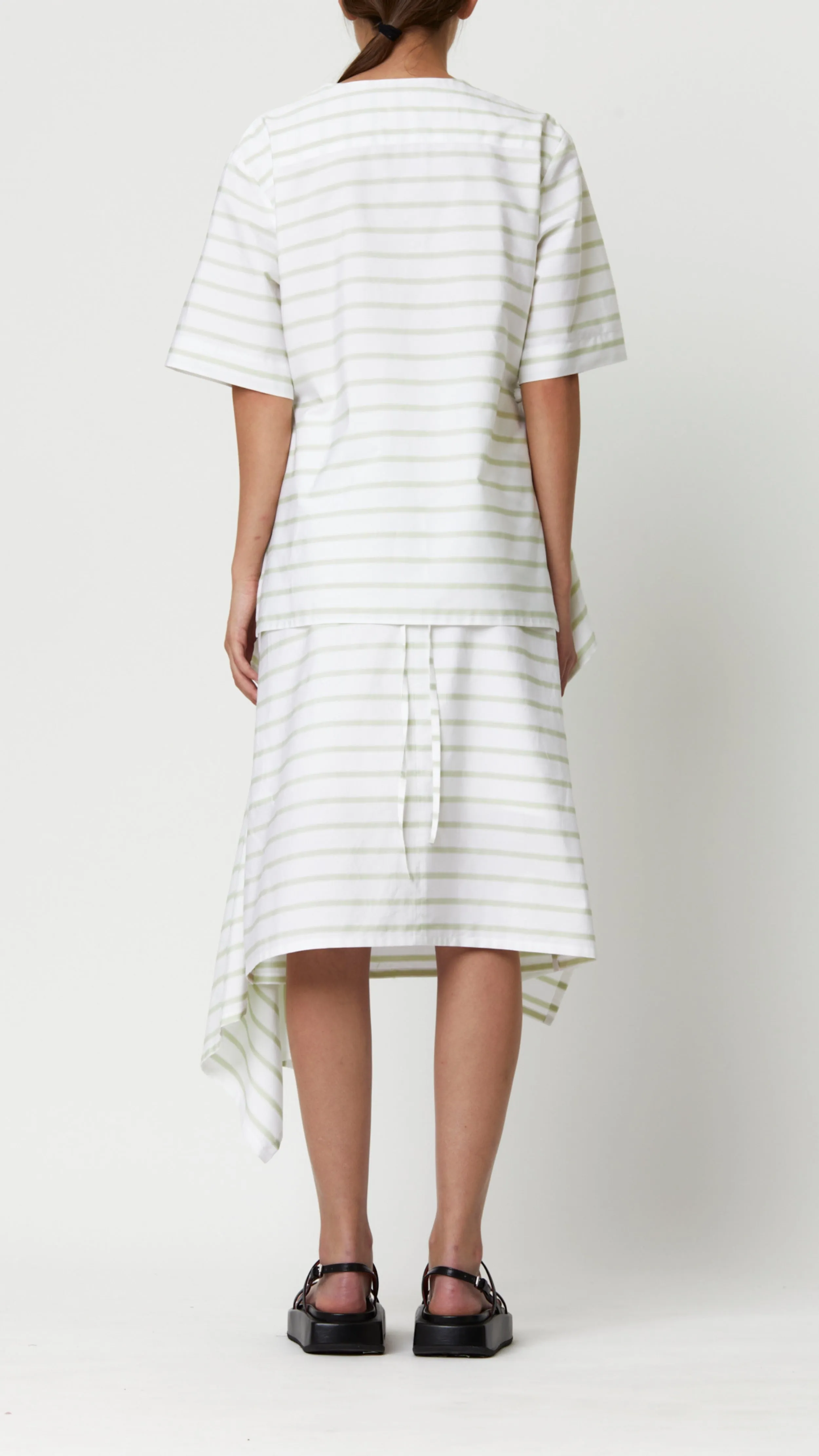 Striped Short Sleeve Top with Train