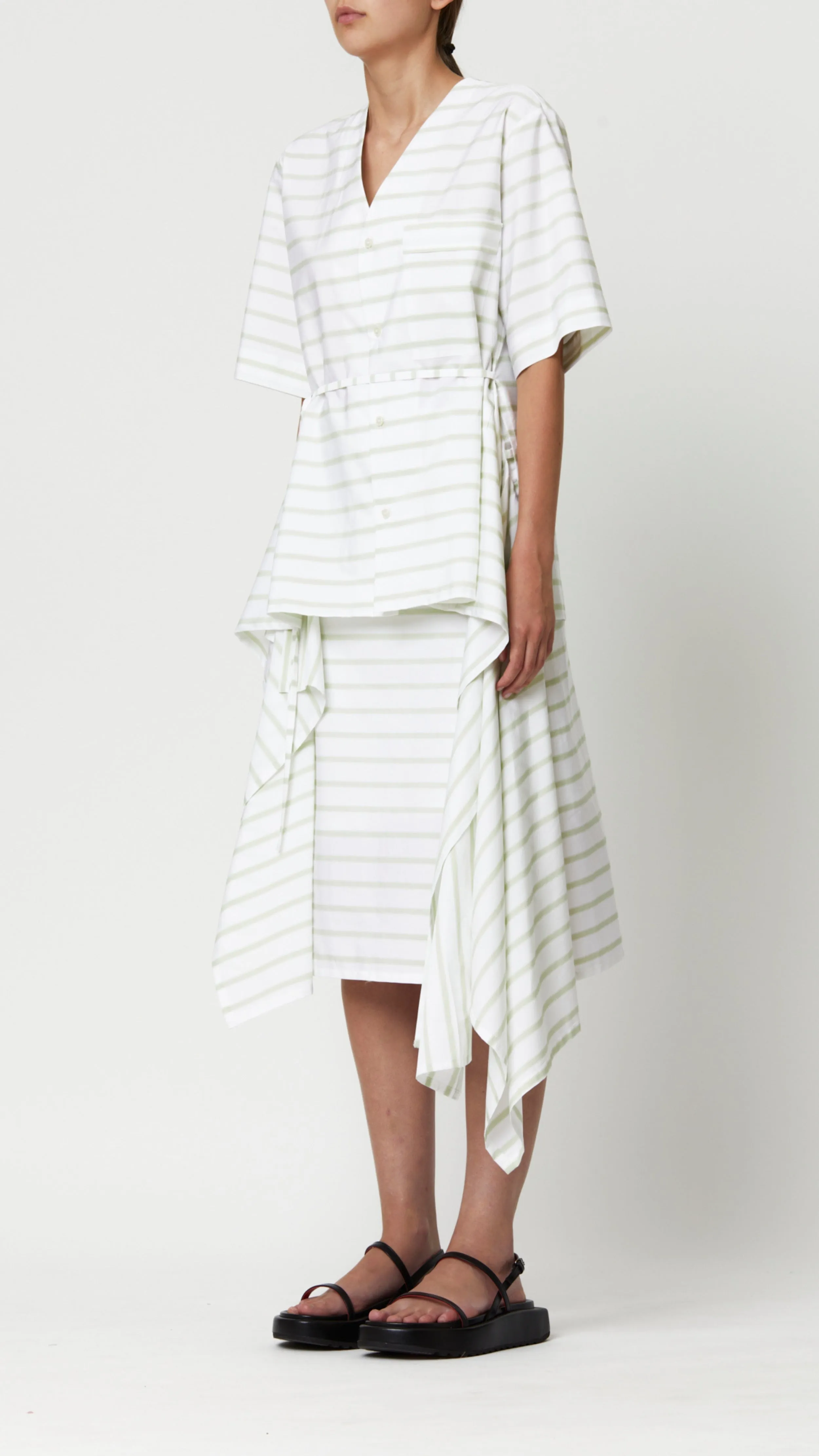 Striped Short Sleeve Top with Train