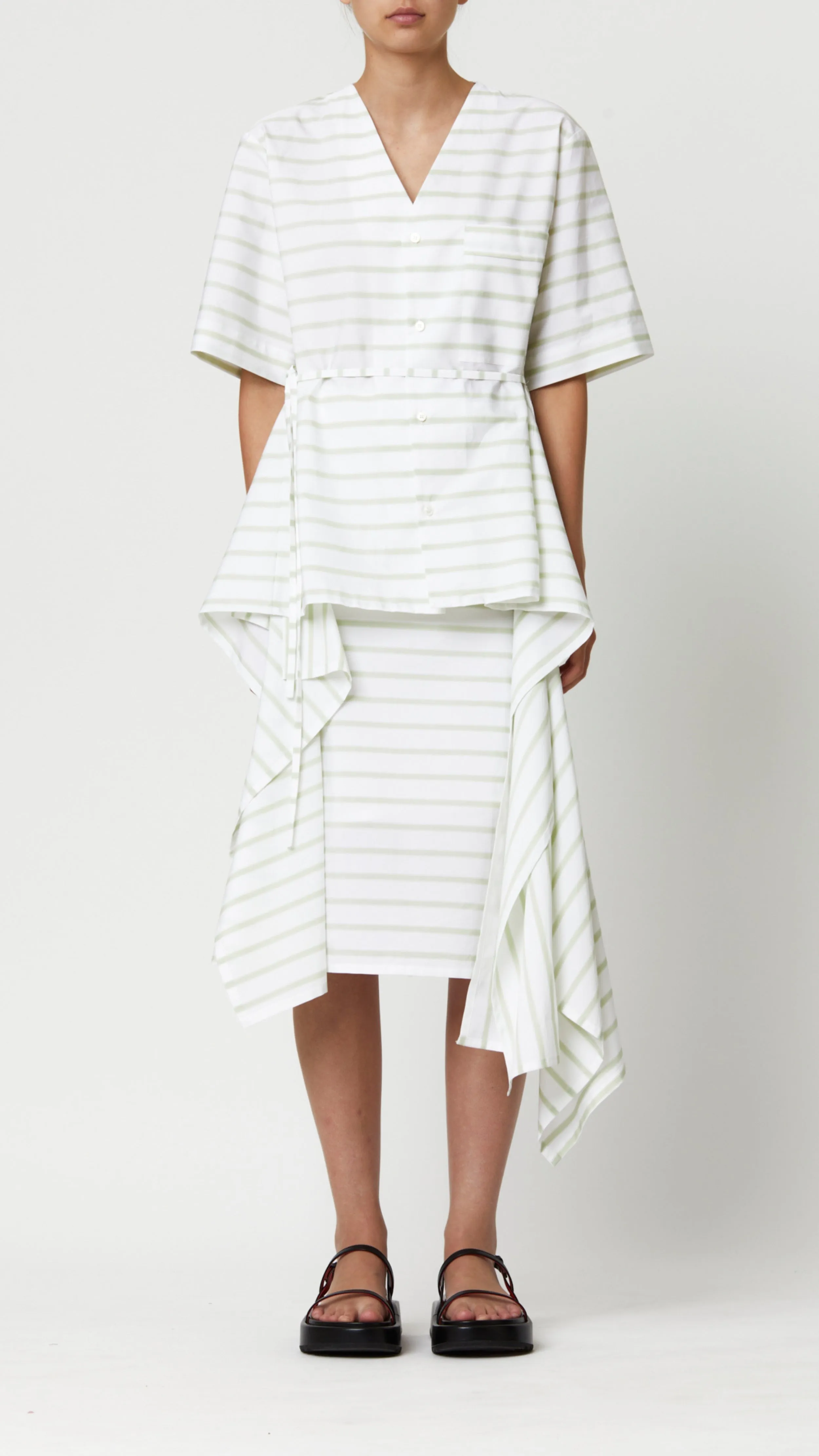 Striped Short Sleeve Top with Train
