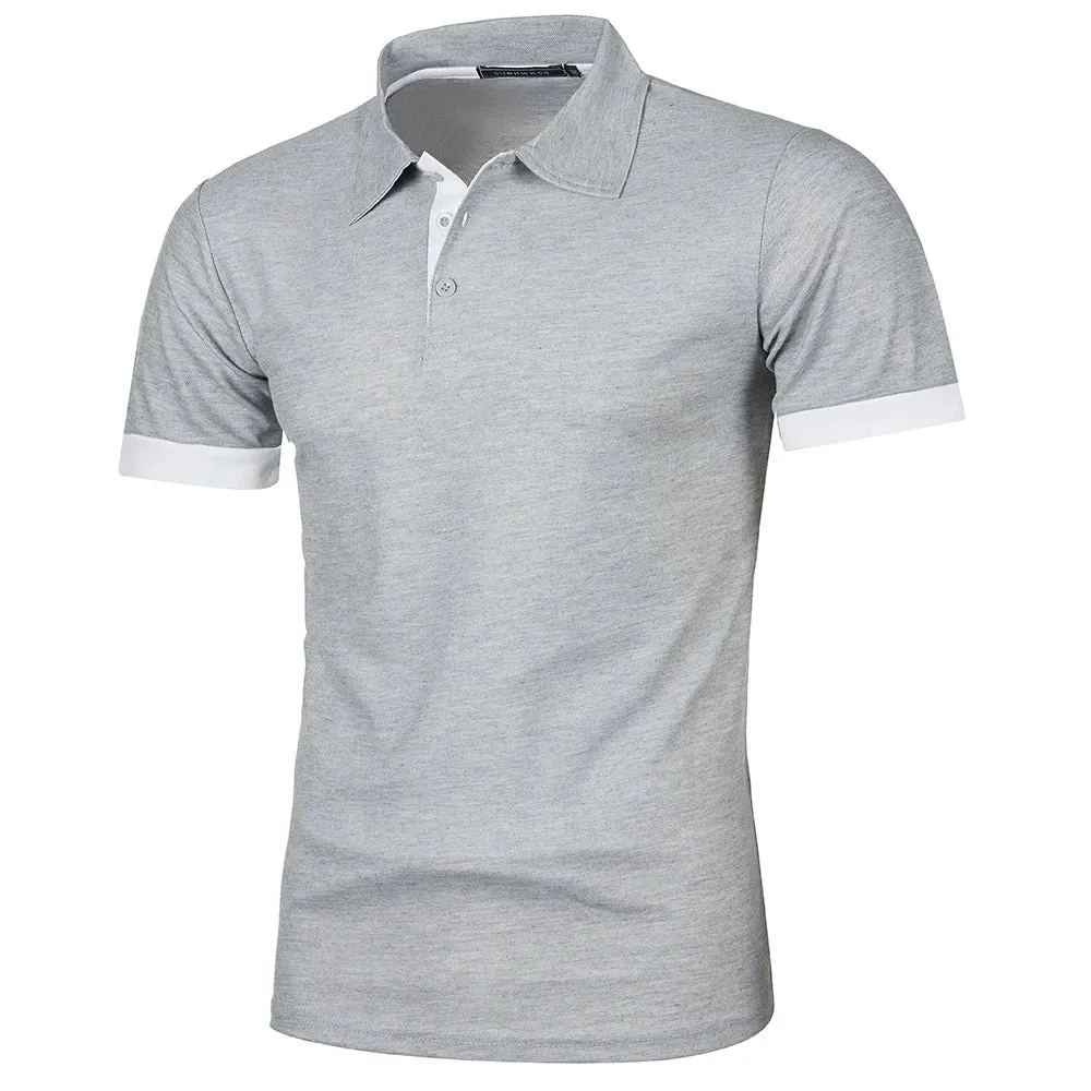 Summer Men's Contrast Color Short Sleeve Polo Shirt