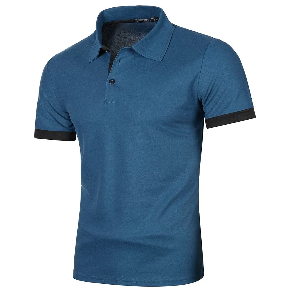 Summer Men's Contrast Color Short Sleeve Polo Shirt