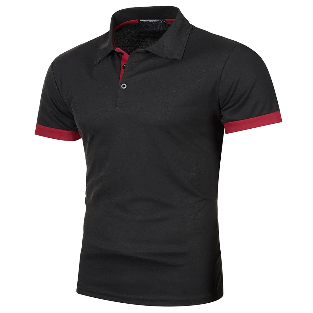 Summer Men's Contrast Color Short Sleeve Polo Shirt