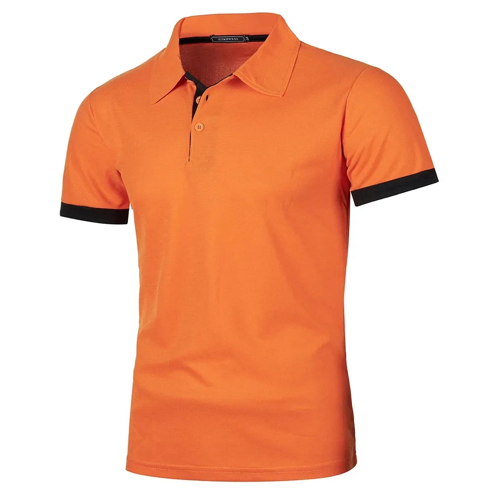 Summer Men's Contrast Color Short Sleeve Polo Shirt