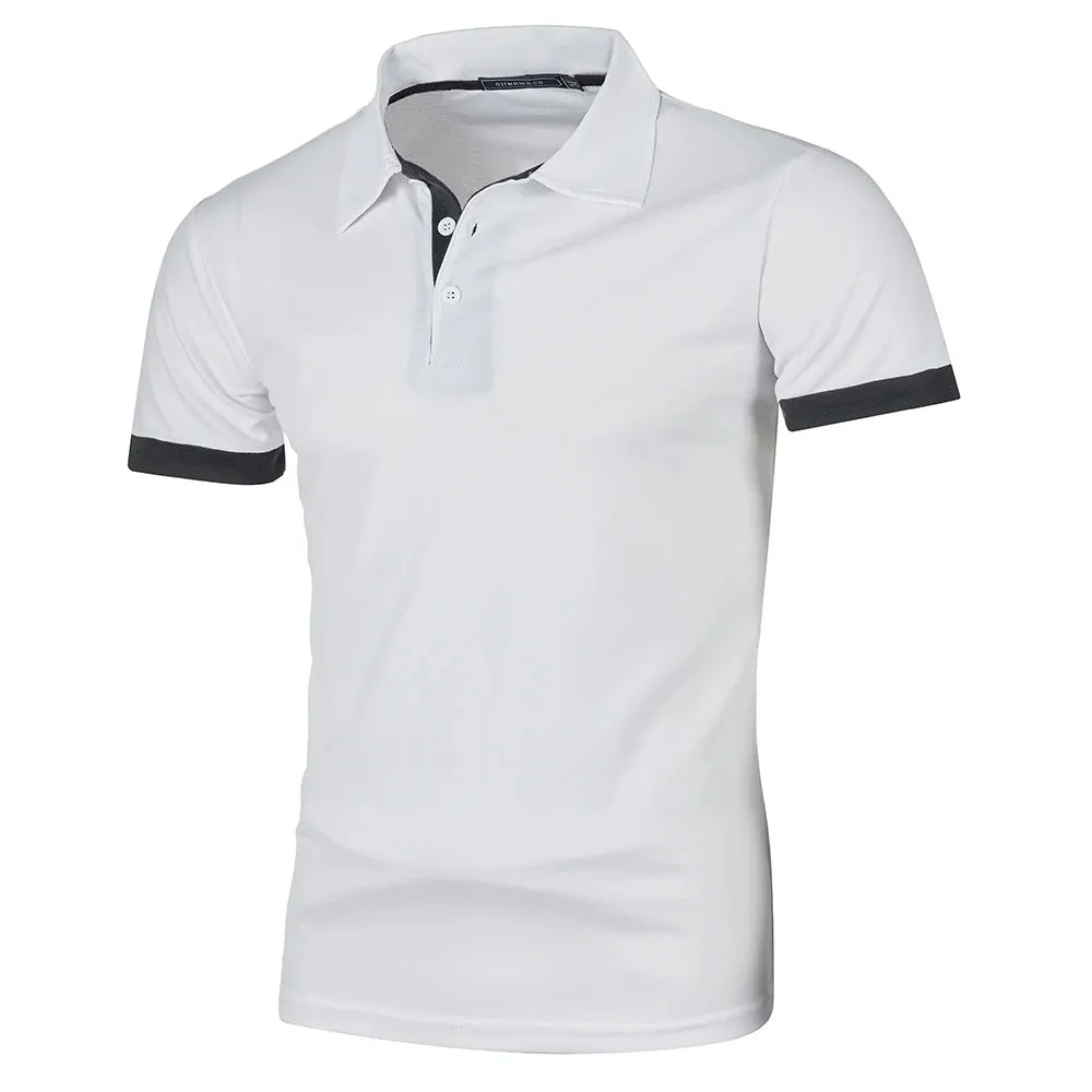 Summer Men's Contrast Color Short Sleeve Polo Shirt
