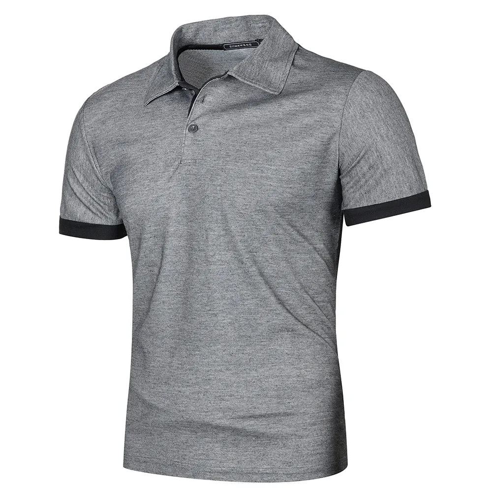 Summer Men's Contrast Color Short Sleeve Polo Shirt